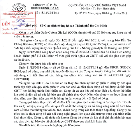 Quốc Cường Gia Lai thừa nhận