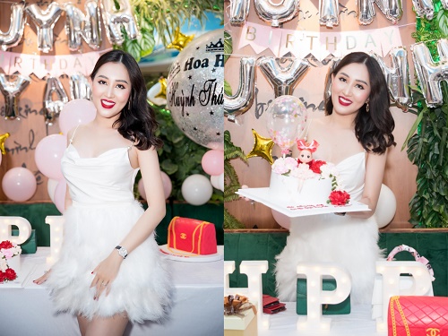 Hoa hậu Huỳnh Thúy Anh xinh đẹp bất ngờ tại tiệc sinh nhật