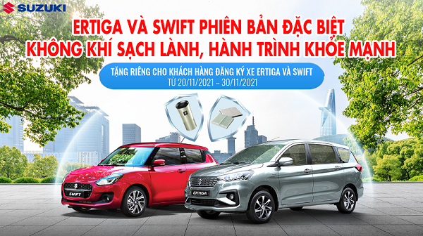Mua Ertiga, Swift tháng 11, nhận ngay ưu đãi phí trước bạ, bộ lọc không khí