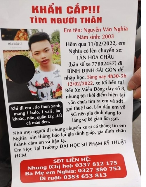 Thi thể trôi trên sông Sài Gòn giống nam sinh mất tích khi tới TP.HCM nhập học