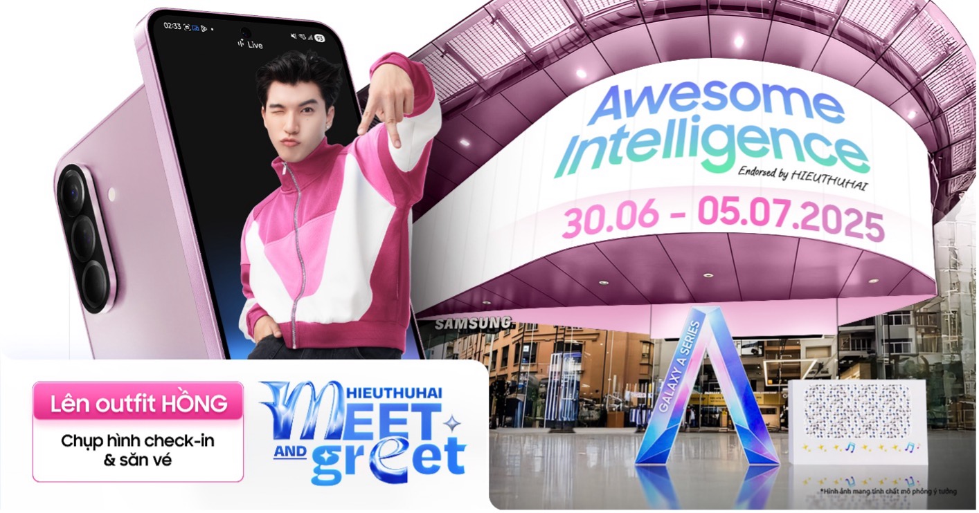 Galaxy A56 5G khoác sắc Hồng mới, HIEUTHUHAI đồng hành khuấy động mùa hè rực rỡ